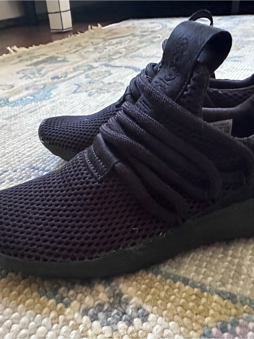 adidas kids All-Black Knit Athletic Sneakers
